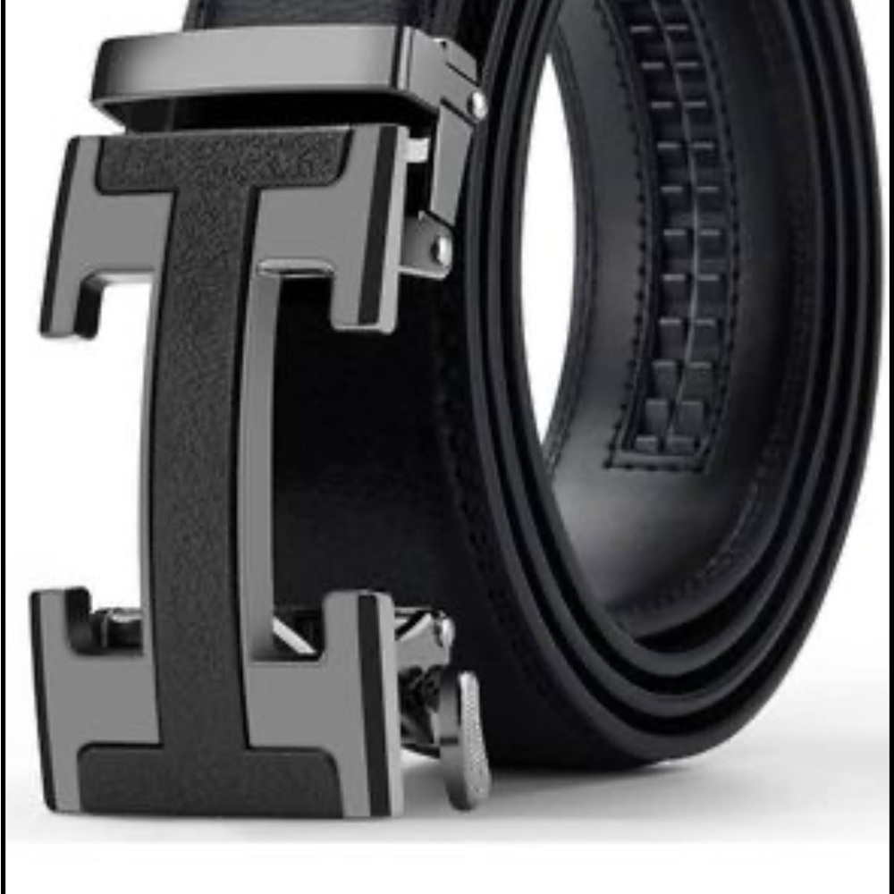 Black Belt Men, Mens Leather Belts Slide Ratchet Belt 28 inches to 40